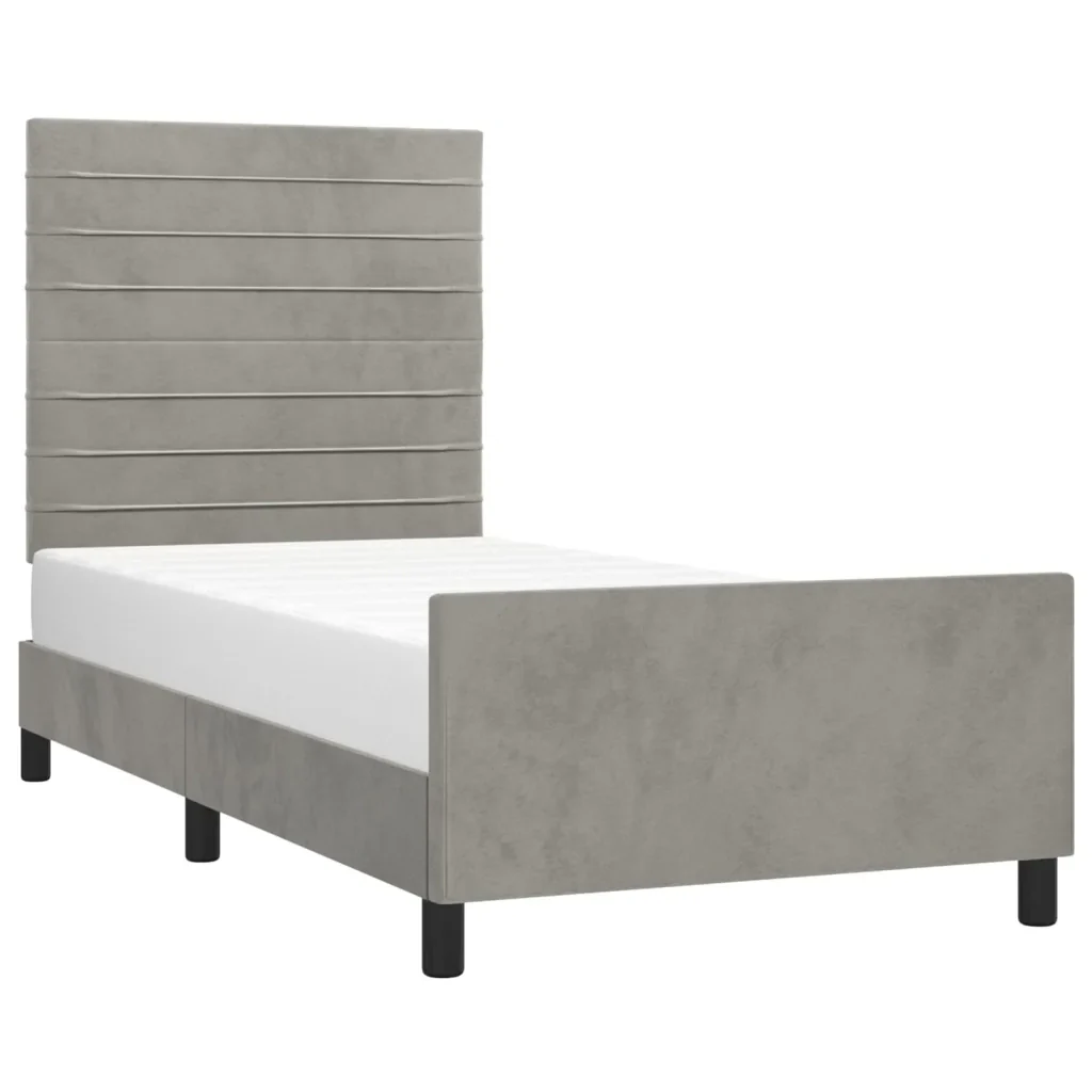 Letto singolo | Letto per adulti | Giroletto senza Materasso Grigio Chiaro 80x200 cm Velluto - Image 3
