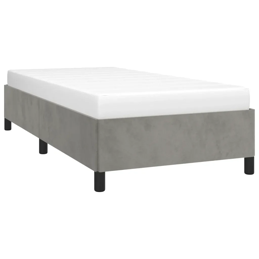 Letto singolo | Letto per adulti | Giroletto senza Materasso Grigio Chiaro 80x200 cm Velluto - Image 4