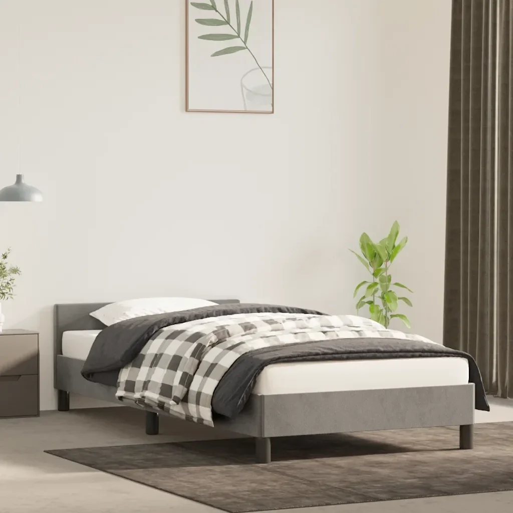 Letto singolo | Letto per adulti | Giroletto senza Materasso Grigio Chiaro 80x200 cm Velluto - Image 2