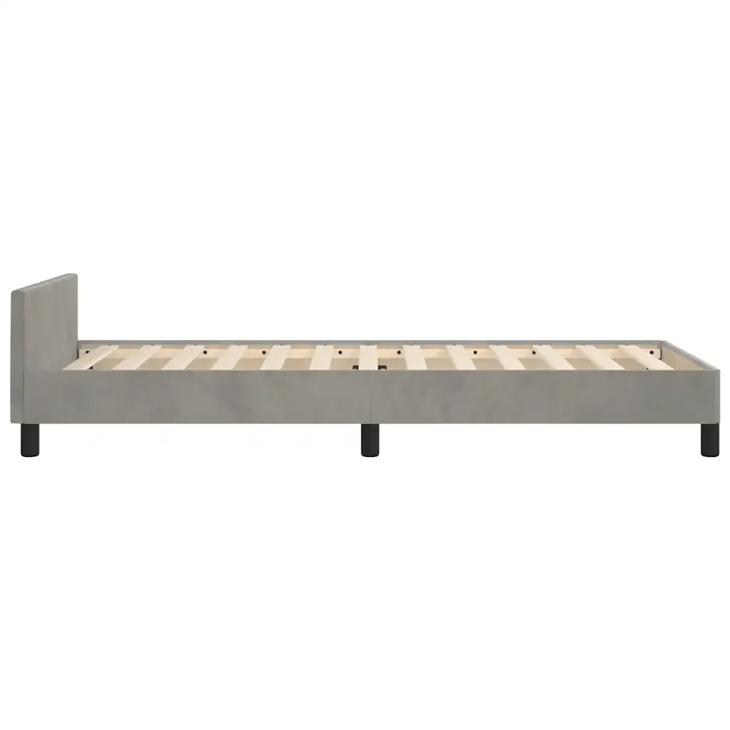 Letto singolo | Letto per adulti | Giroletto senza Materasso Grigio Chiaro 80x200 cm Velluto - Image 6