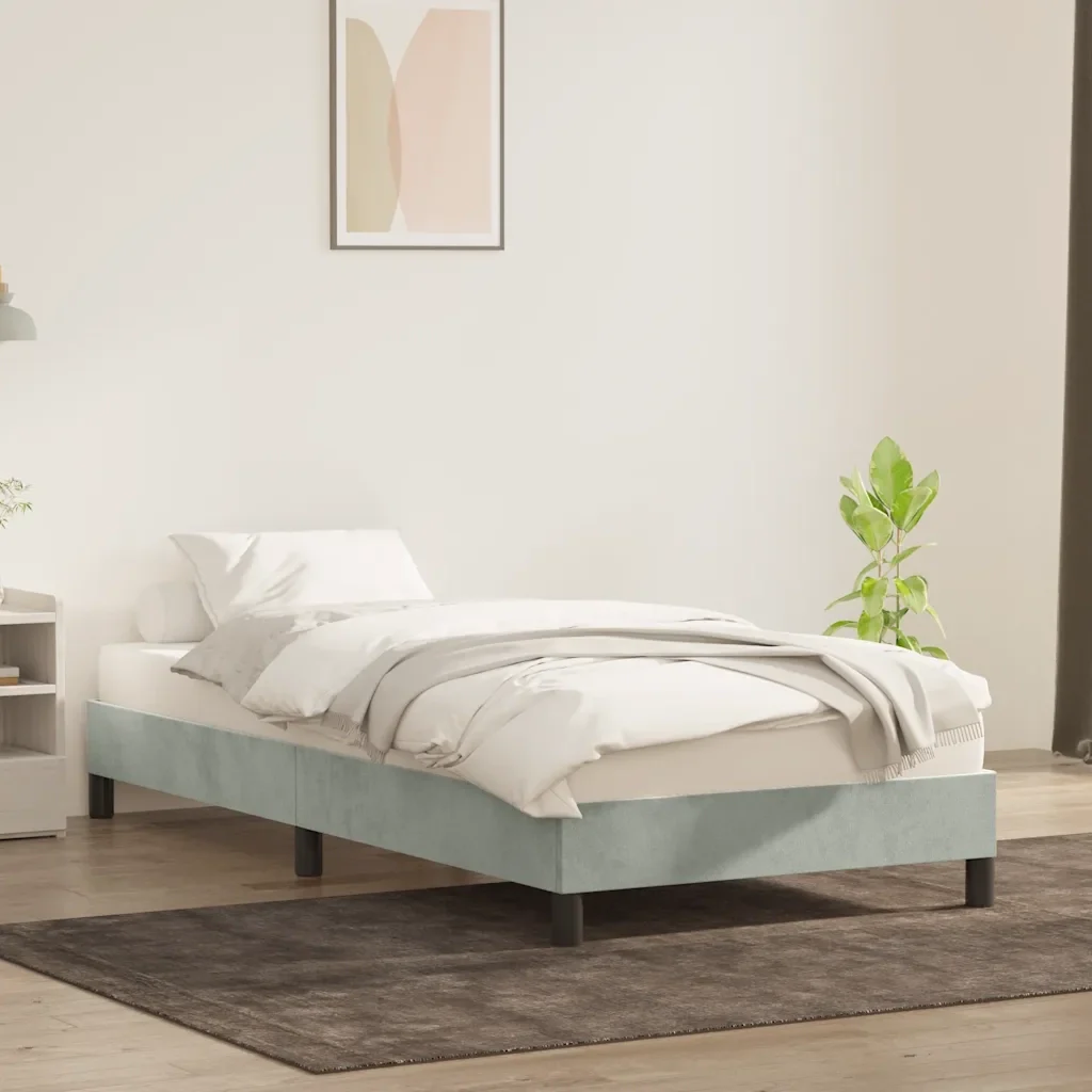 Letto singolo | Letto per adulti | Giroletto senza Materasso Grigio Chiaro 80x210 cm Velluto - Image 4