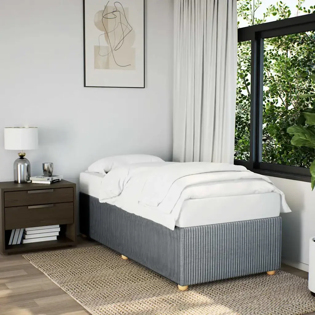 Letto singolo | Letto per adulti | Giroletto senza Materasso Grigio Chiaro 90x190 cm Tessuto - Image 2