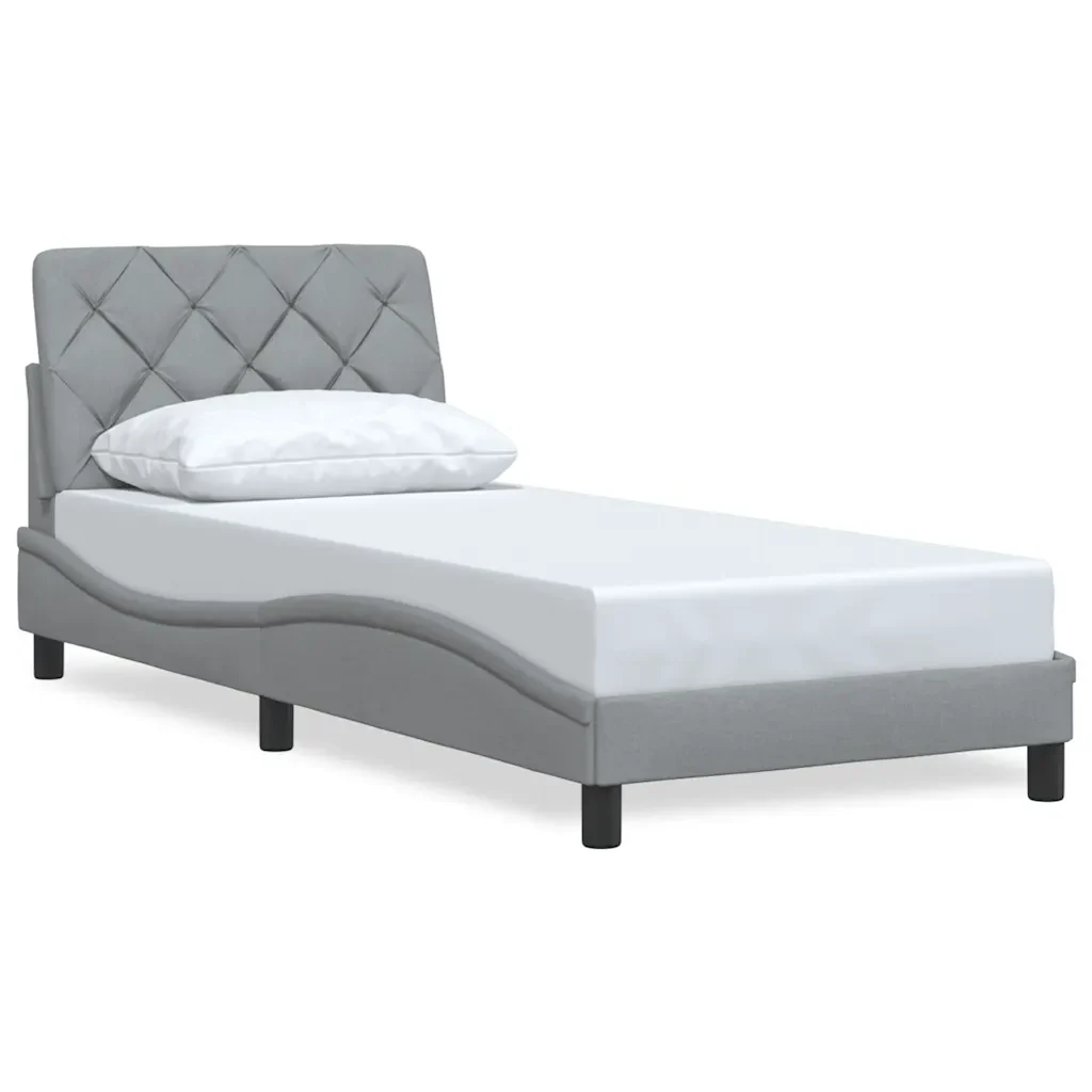 Letto singolo | Letto per adulti | Giroletto senza Materasso Grigio Chiaro 90x190 cm Tessuto