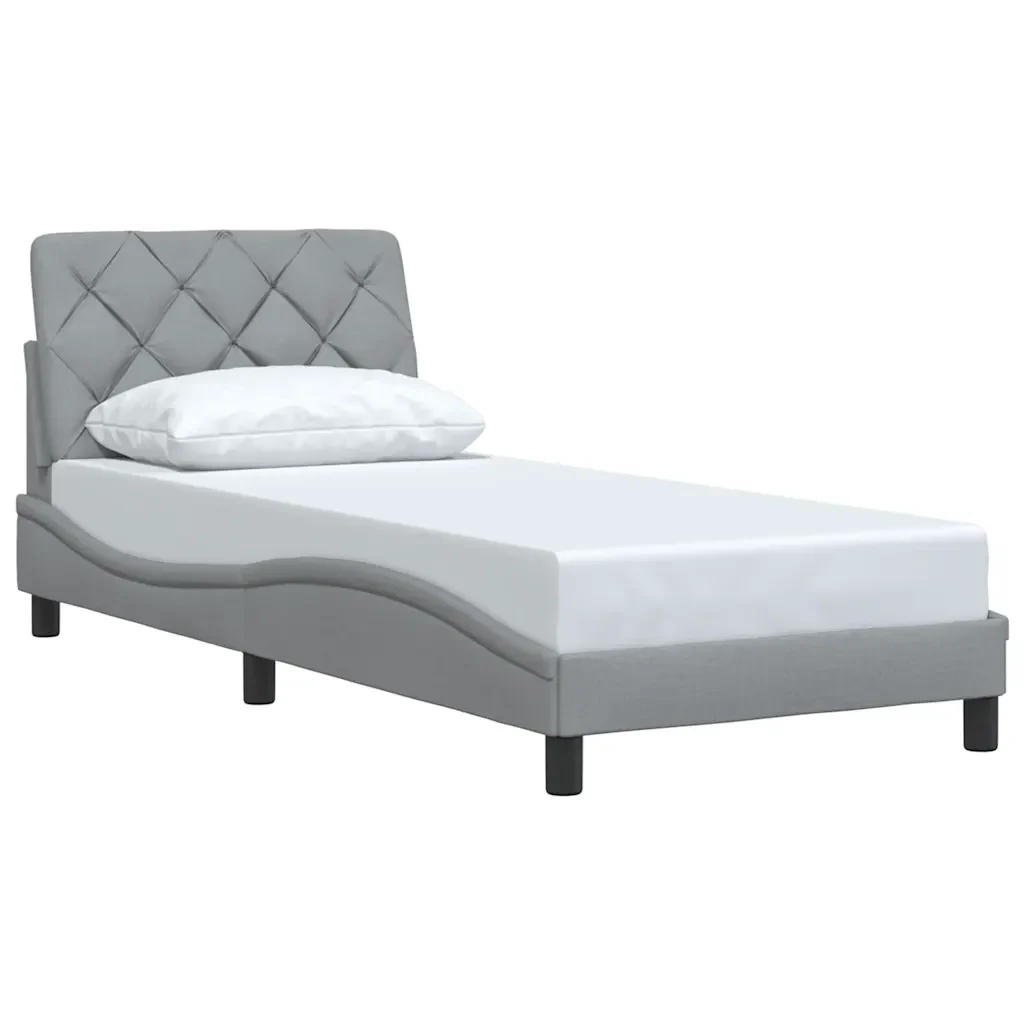 Letto singolo | Letto per adulti | Giroletto senza Materasso Grigio Chiaro 90x190 cm Tessuto - Image 3