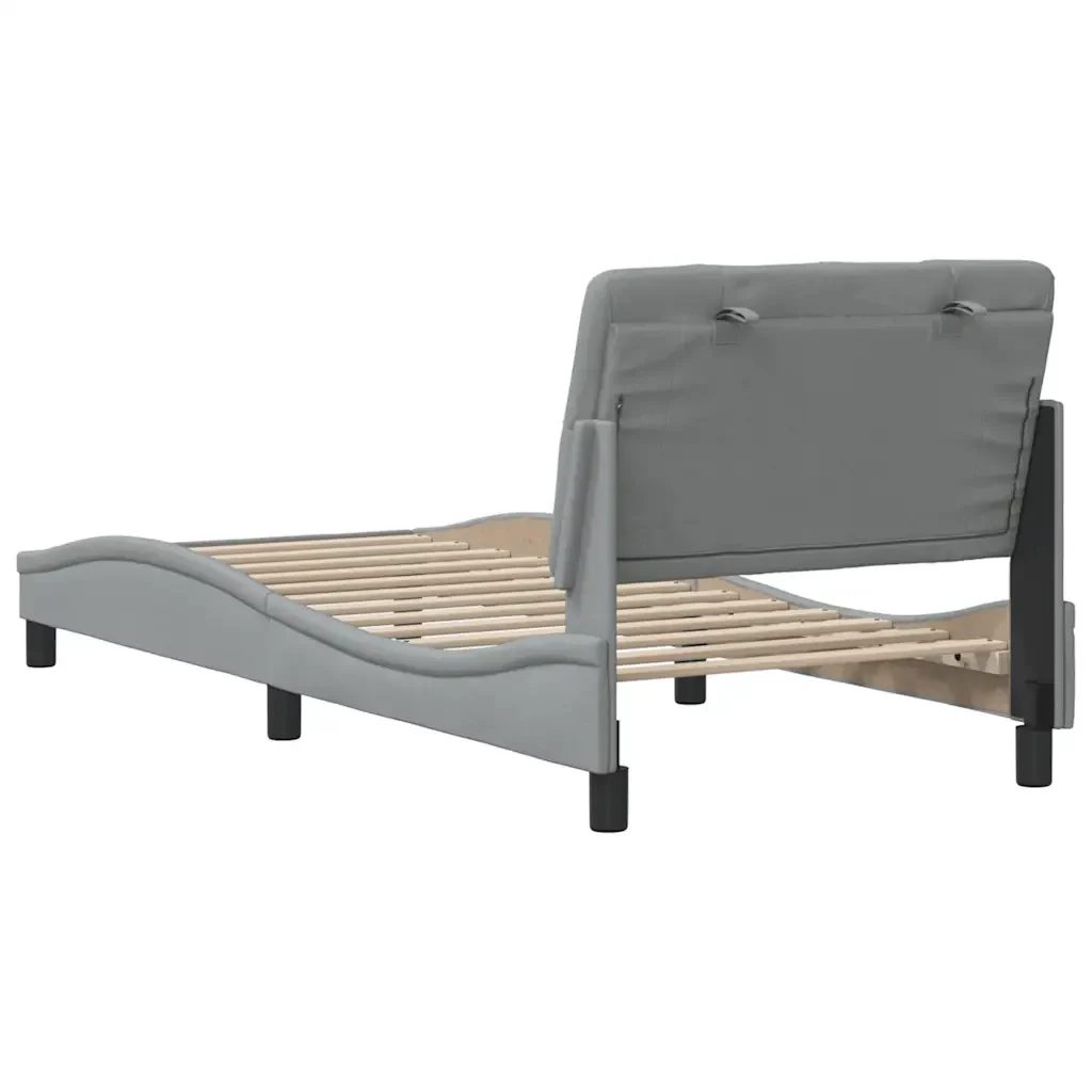 Letto singolo | Letto per adulti | Giroletto senza Materasso Grigio Chiaro 90x190 cm Tessuto - Image 9