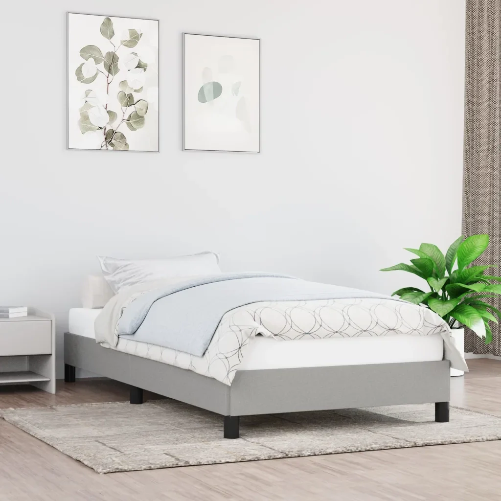 Letto singolo | Letto per adulti | Giroletto senza Materasso Grigio Chiaro 90x190 cm Tessuto - Image 2
