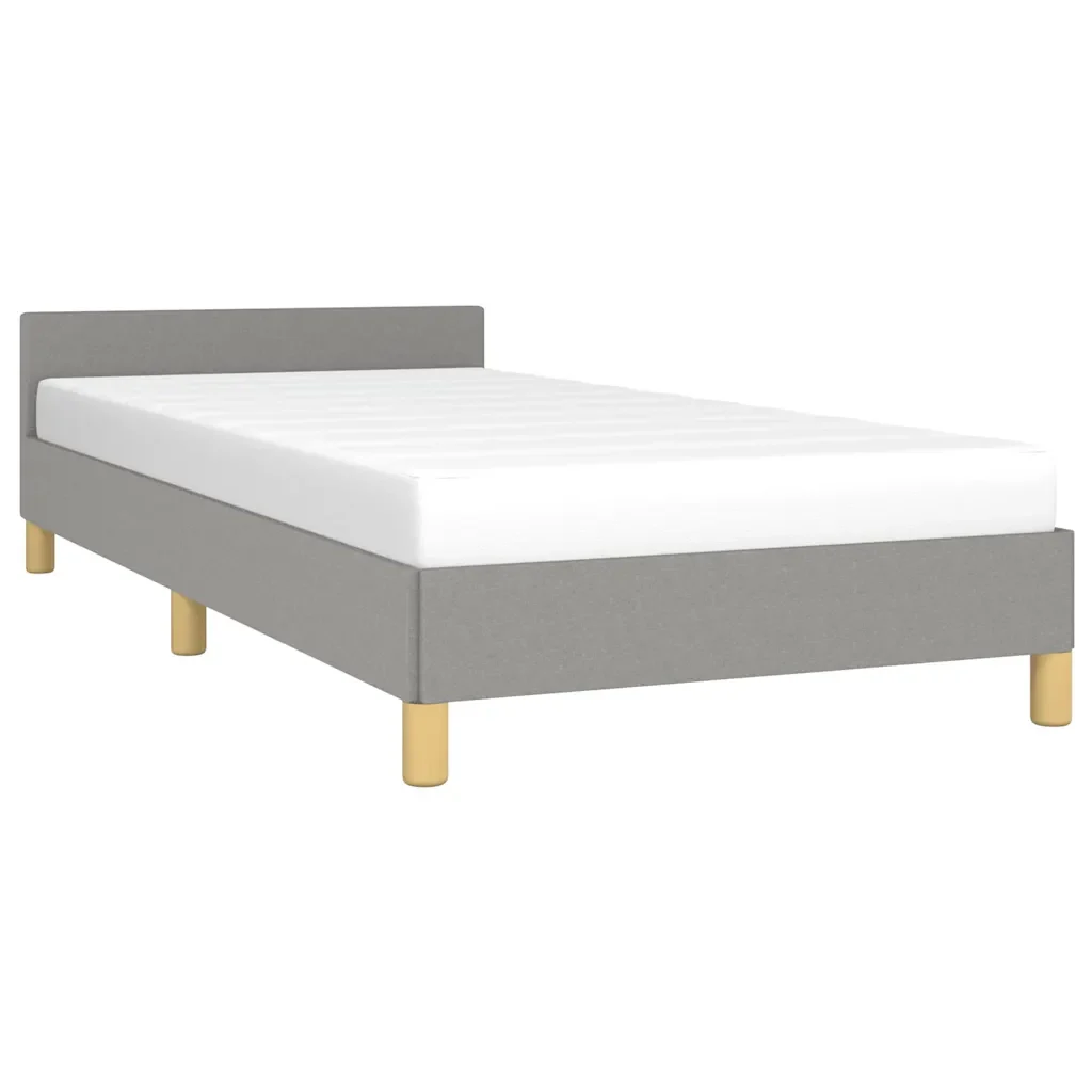 Letto singolo | Letto per adulti | Giroletto senza Materasso Grigio Chiaro 90x190 cm Tessuto - Image 3