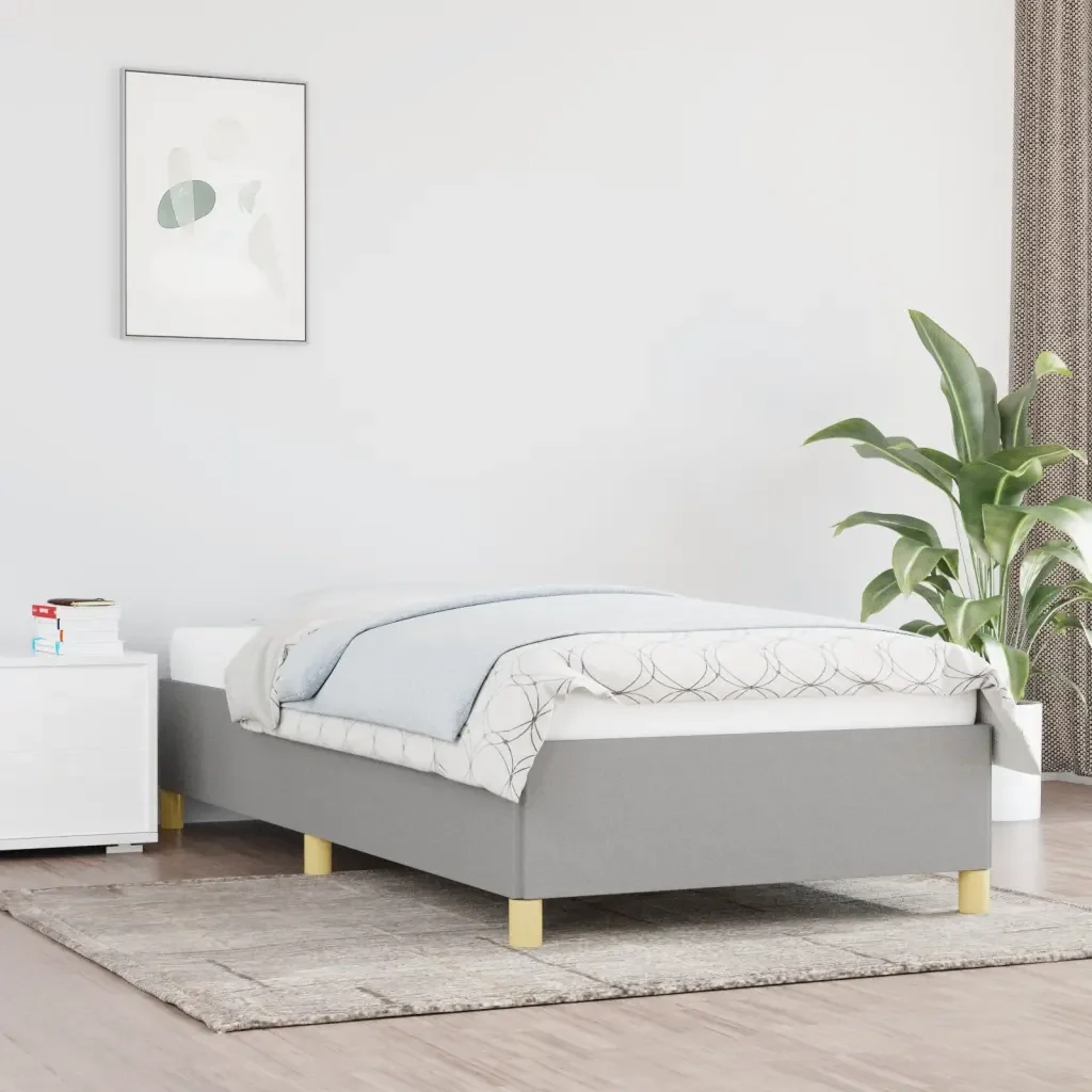 Letto singolo | Letto per adulti | Giroletto senza Materasso Grigio Chiaro 90x190 cm Tessuto - Image 2
