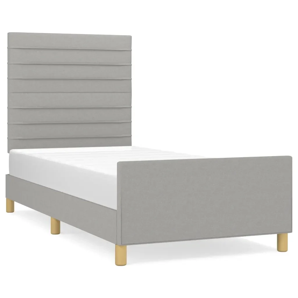 Letto singolo | Letto per adulti | Giroletto senza Materasso Grigio Chiaro 90x190 cm Tessuto