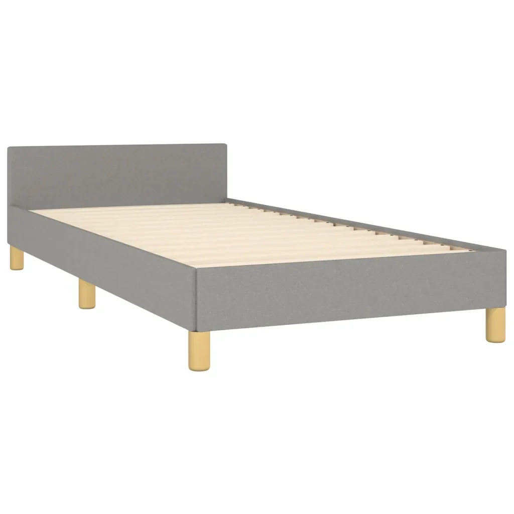 Letto singolo | Letto per adulti | Giroletto senza Materasso Grigio Chiaro 90x190 cm Tessuto - Image 5