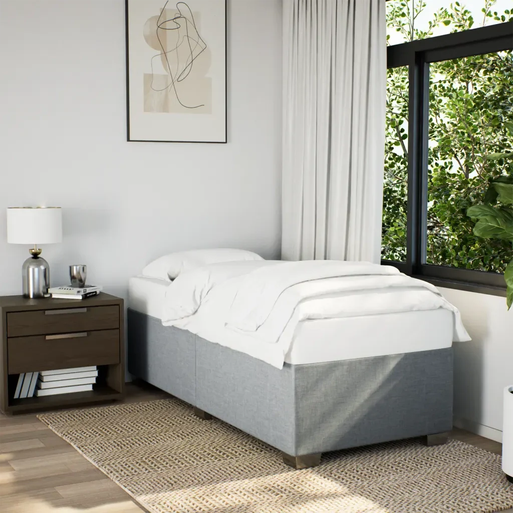 Letto singolo | Letto per adulti | Giroletto senza Materasso Grigio Chiaro 90x190 cm Tessuto - Image 2