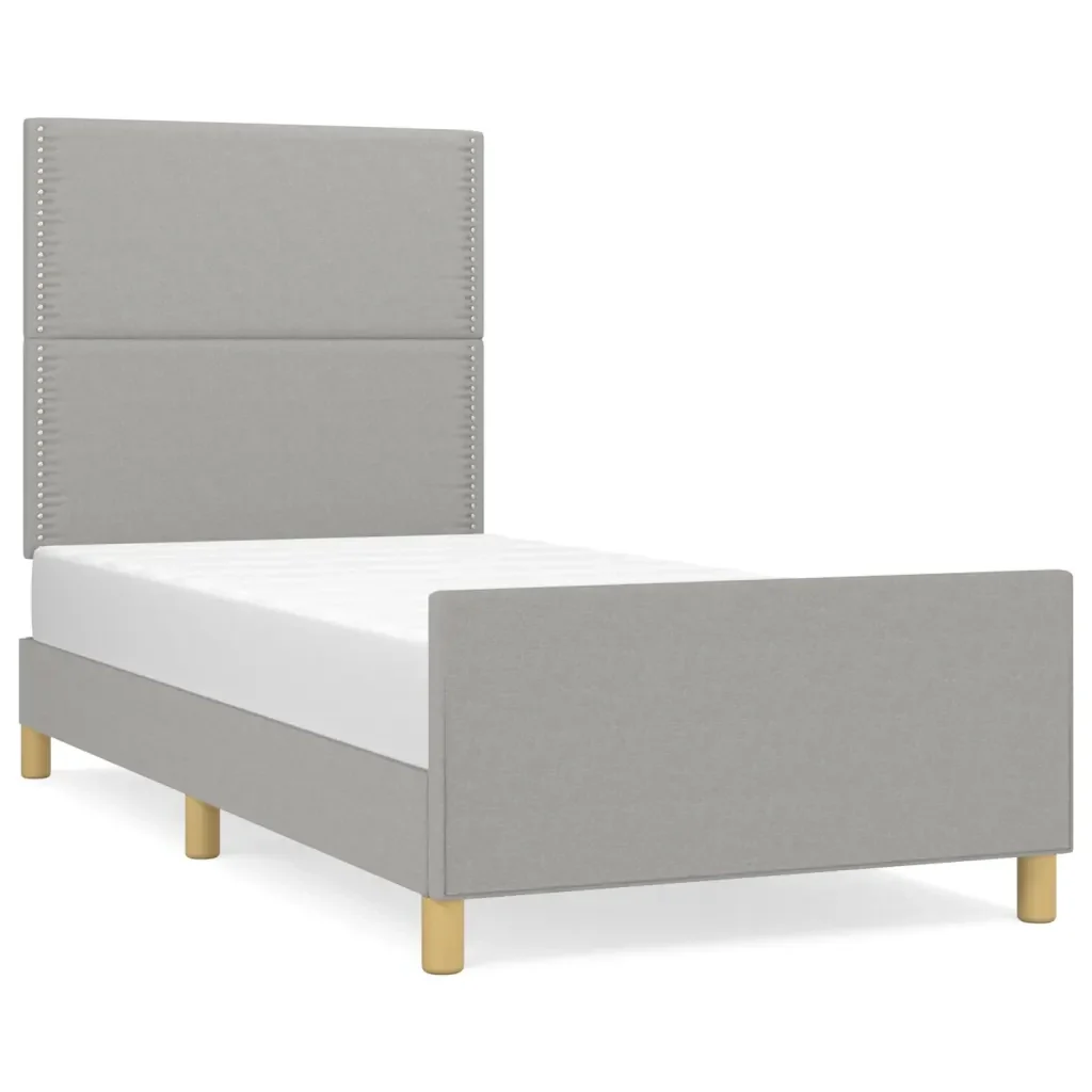 Letto singolo | Letto per adulti | Giroletto senza Materasso Grigio Chiaro 90x190 cm Tessuto