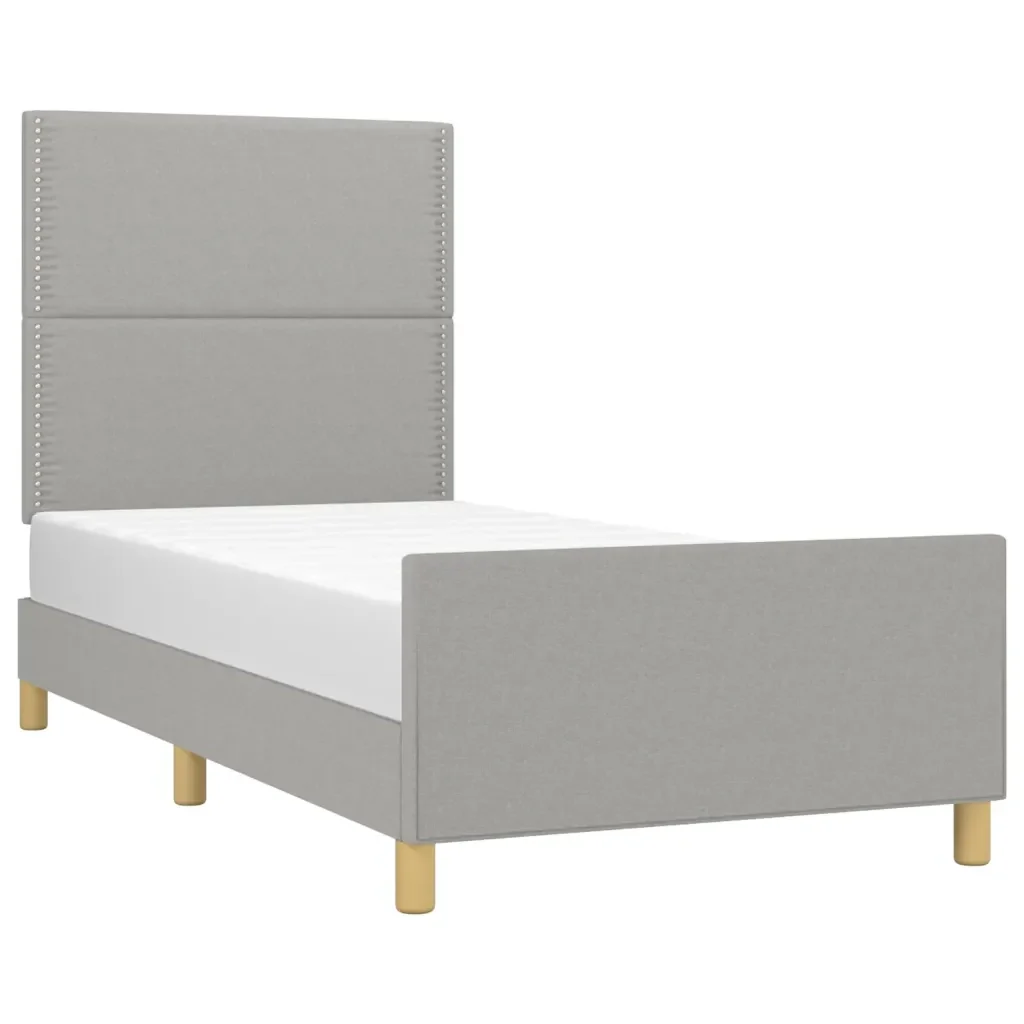 Letto singolo | Letto per adulti | Giroletto senza Materasso Grigio Chiaro 90x190 cm Tessuto - Image 3