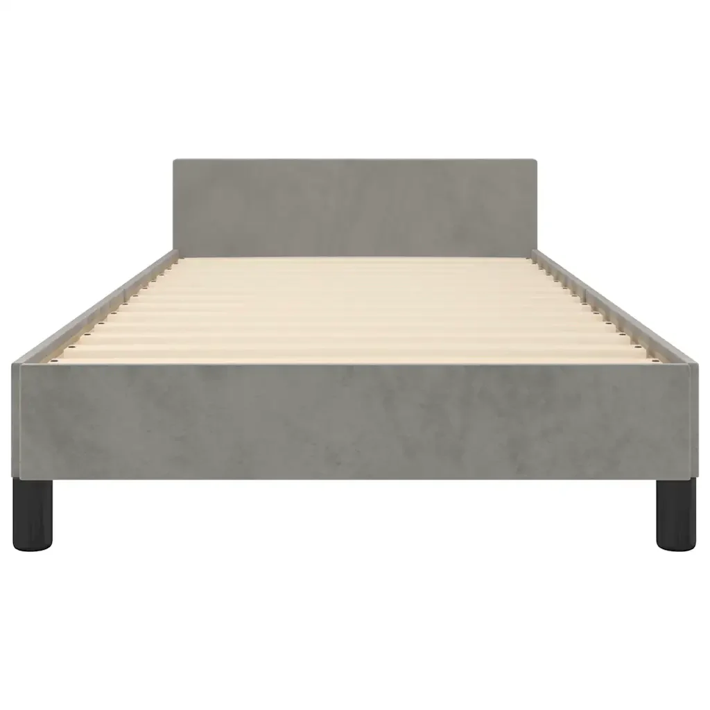 Letto singolo | Letto per adulti | Giroletto senza Materasso Grigio Chiaro 90x190 cm Velluto - Image 5