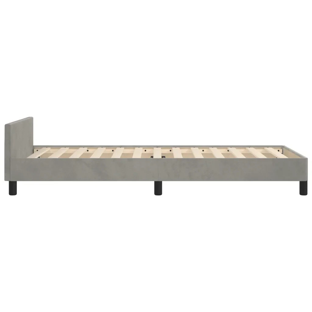 Letto singolo | Letto per adulti | Giroletto senza Materasso Grigio Chiaro 90x190 cm Velluto - Image 7