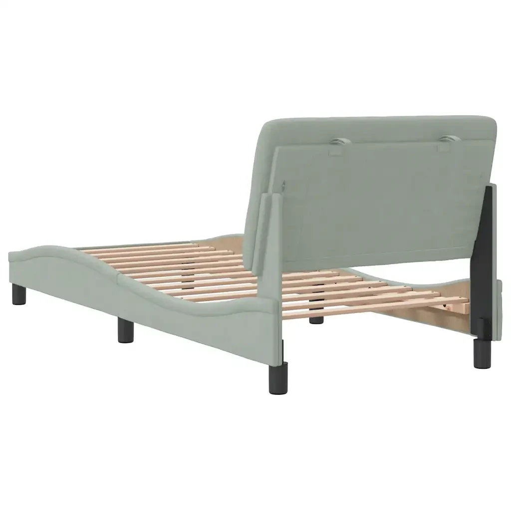 Letto singolo | Letto per adulti | Giroletto senza Materasso Grigio Chiaro 90x190 cm Velluto - Image 7