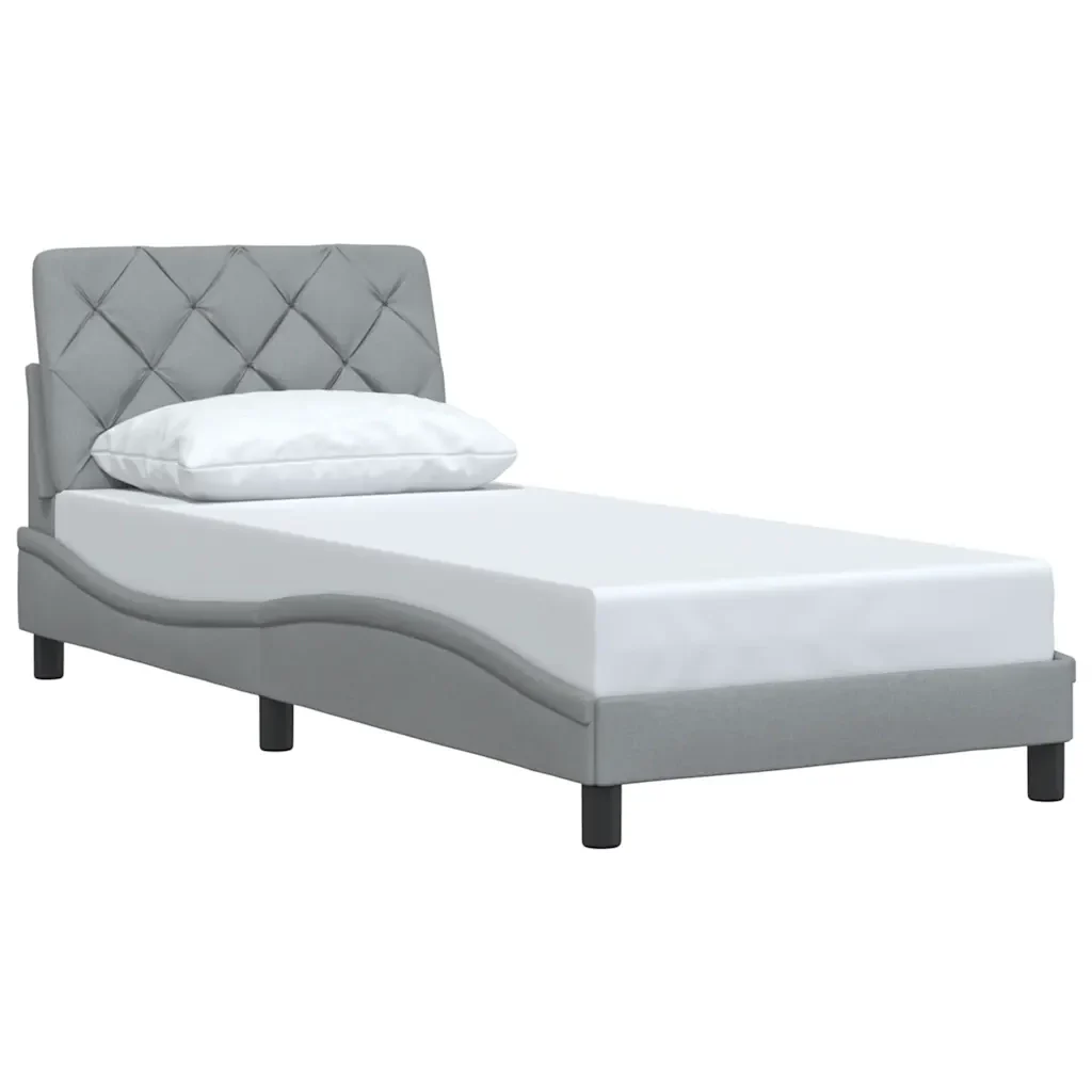 Letto singolo | Letto per adulti | Giroletto senza Materasso Grigio Chiaro 90x200 cm Tessuto - Image 4