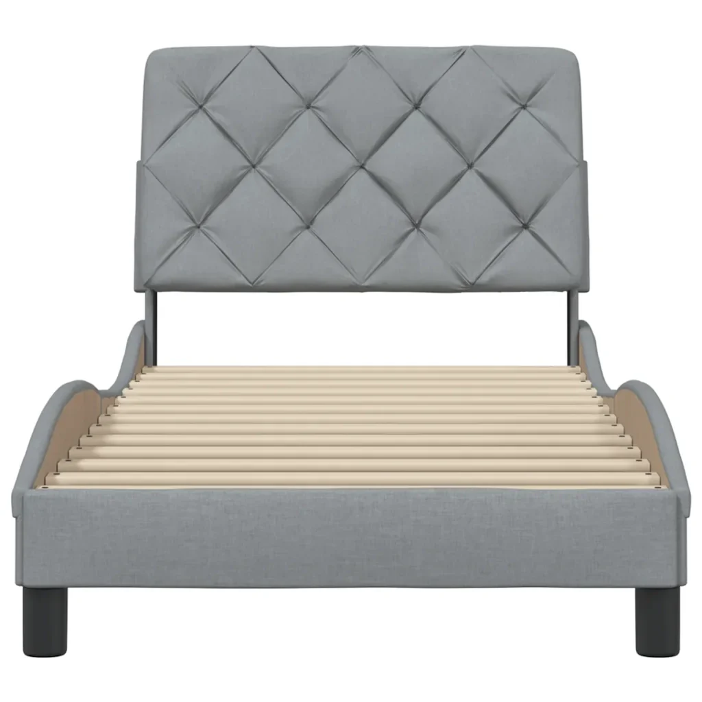 Letto singolo | Letto per adulti | Giroletto senza Materasso Grigio Chiaro 90x200 cm Tessuto - Image 5