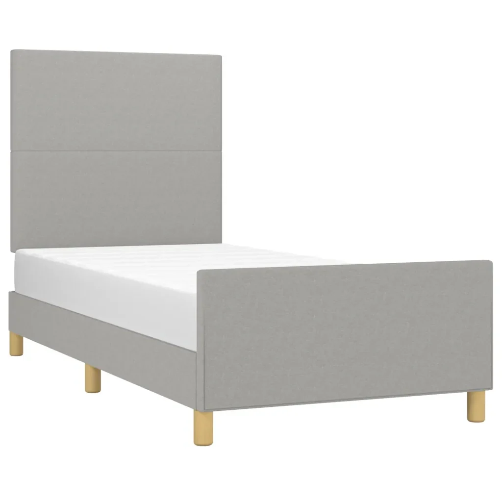 Letto singolo | Letto per adulti | Giroletto senza Materasso Grigio Chiaro 90x200 cm Tessuto - Image 4