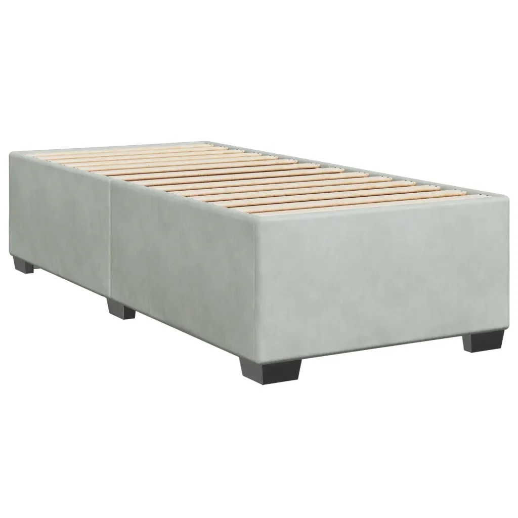 Letto singolo | Letto per adulti | Giroletto senza Materasso Grigio Chiaro 90x200 cm Velluto - Image 6