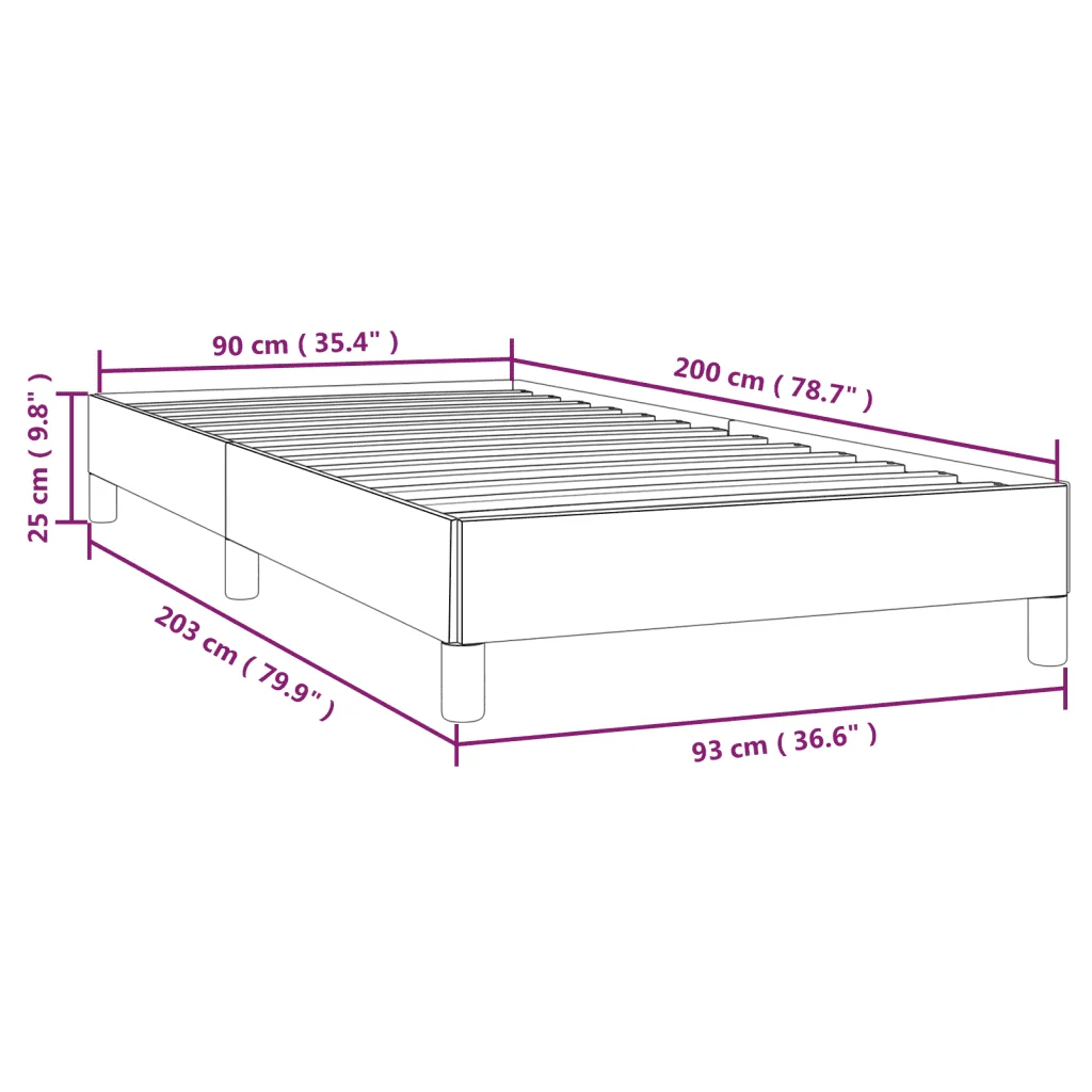 Letto singolo | Letto per adulti | Giroletto senza Materasso Grigio Chiaro 90x200 cm Velluto - Image 9