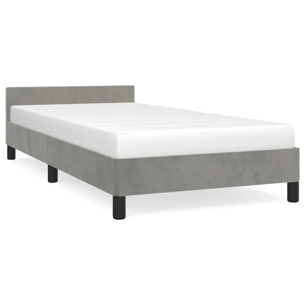 Letto singolo | Letto per adulti | Giroletto senza Materasso Grigio Chiaro 90x200 cm Velluto