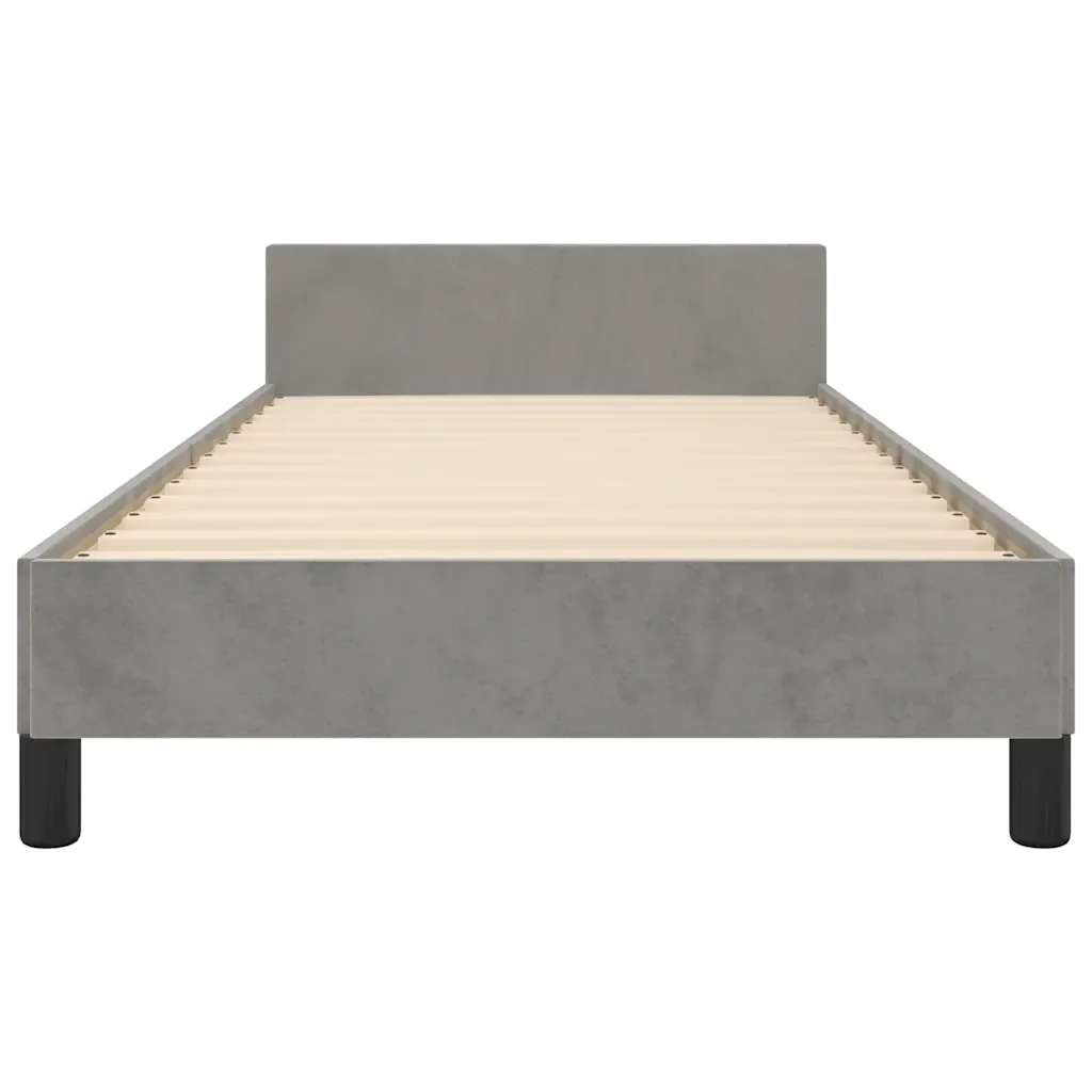 Letto singolo | Letto per adulti | Giroletto senza Materasso Grigio Chiaro 90x200 cm Velluto - Image 5
