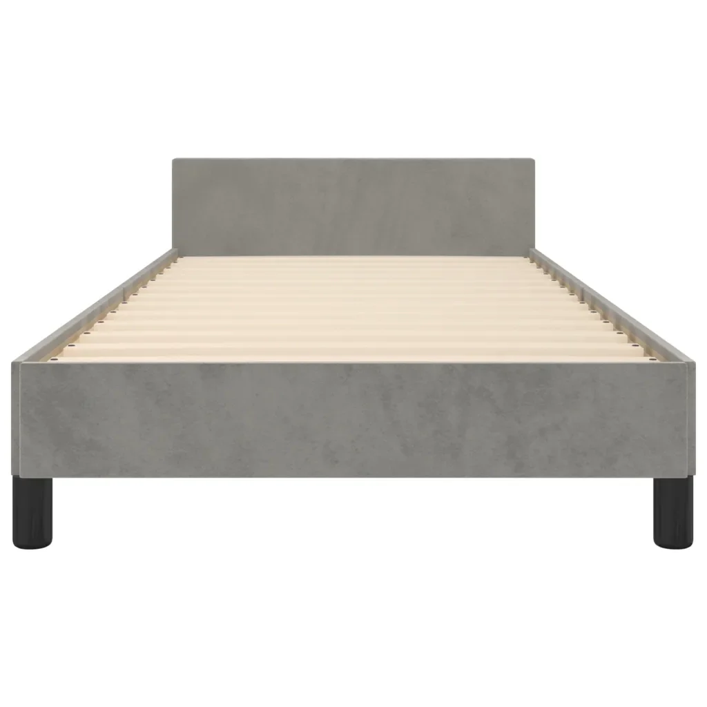 Letto singolo | Letto per adulti | Giroletto senza Materasso Grigio Chiaro 90x200 cm Velluto - Image 6