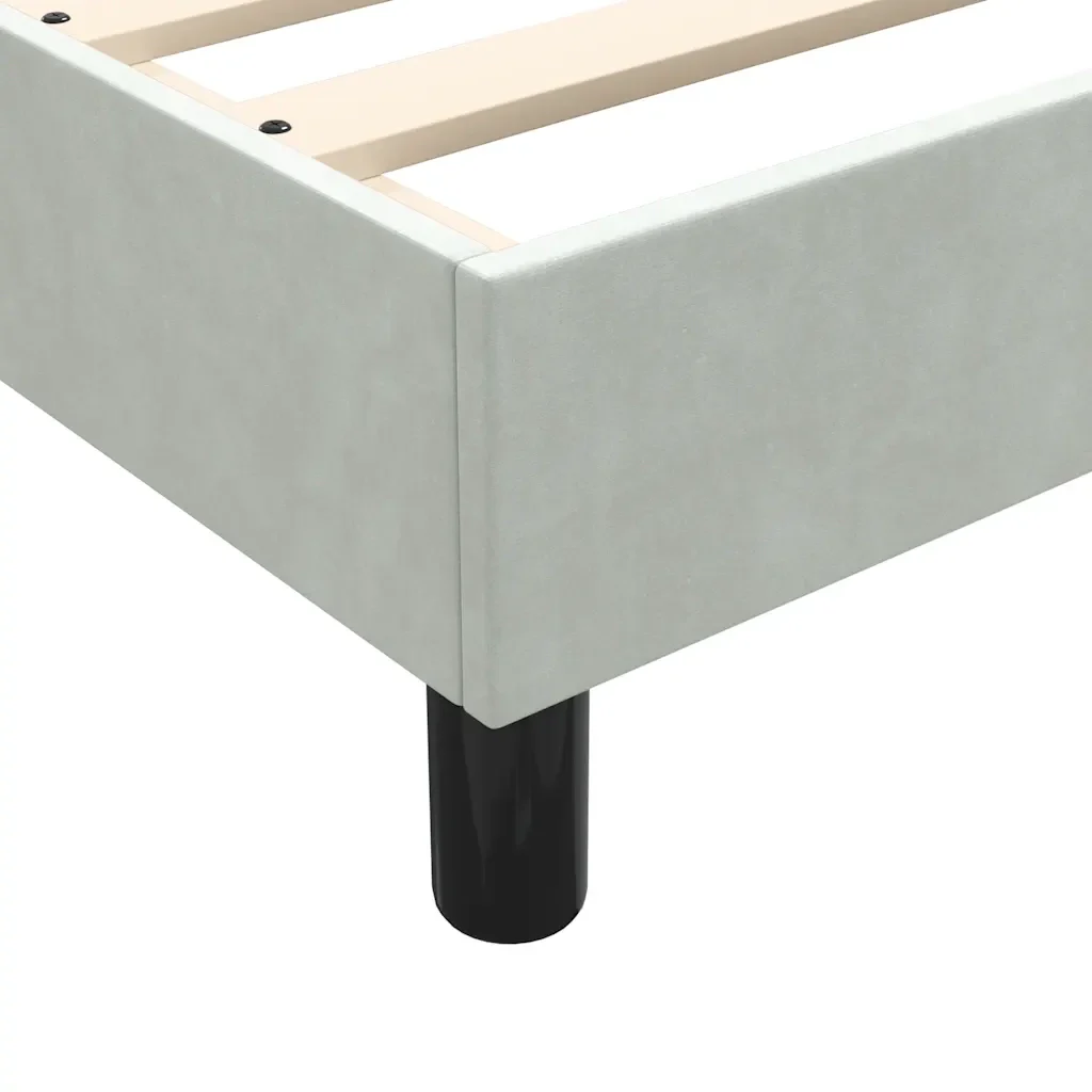 Letto singolo | Letto per adulti | Giroletto senza Materasso Grigio Chiaro 90x210 cm Velluto - Image 8