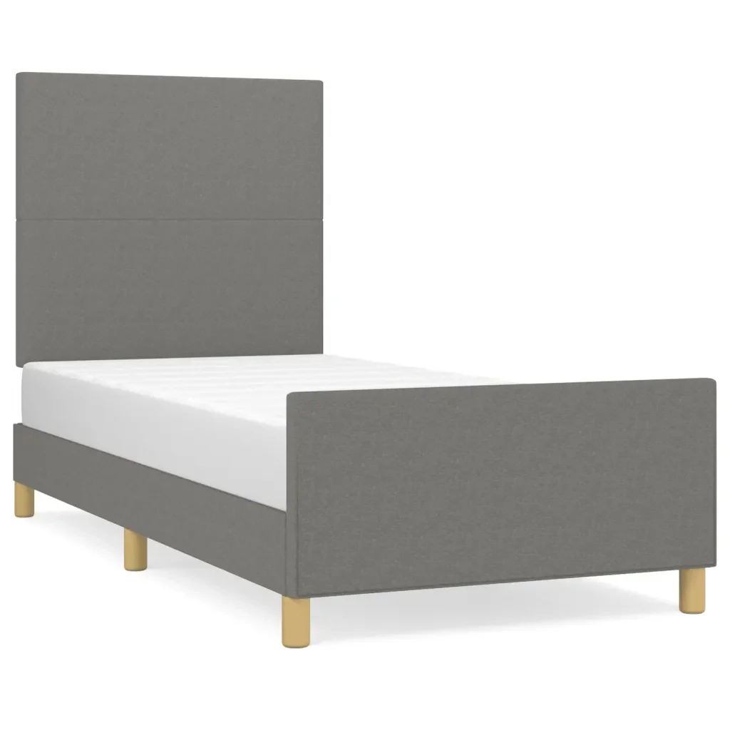 Letto singolo | Letto per adulti | Giroletto senza Materasso Grigio Scuro 100x200 cm Tessuto