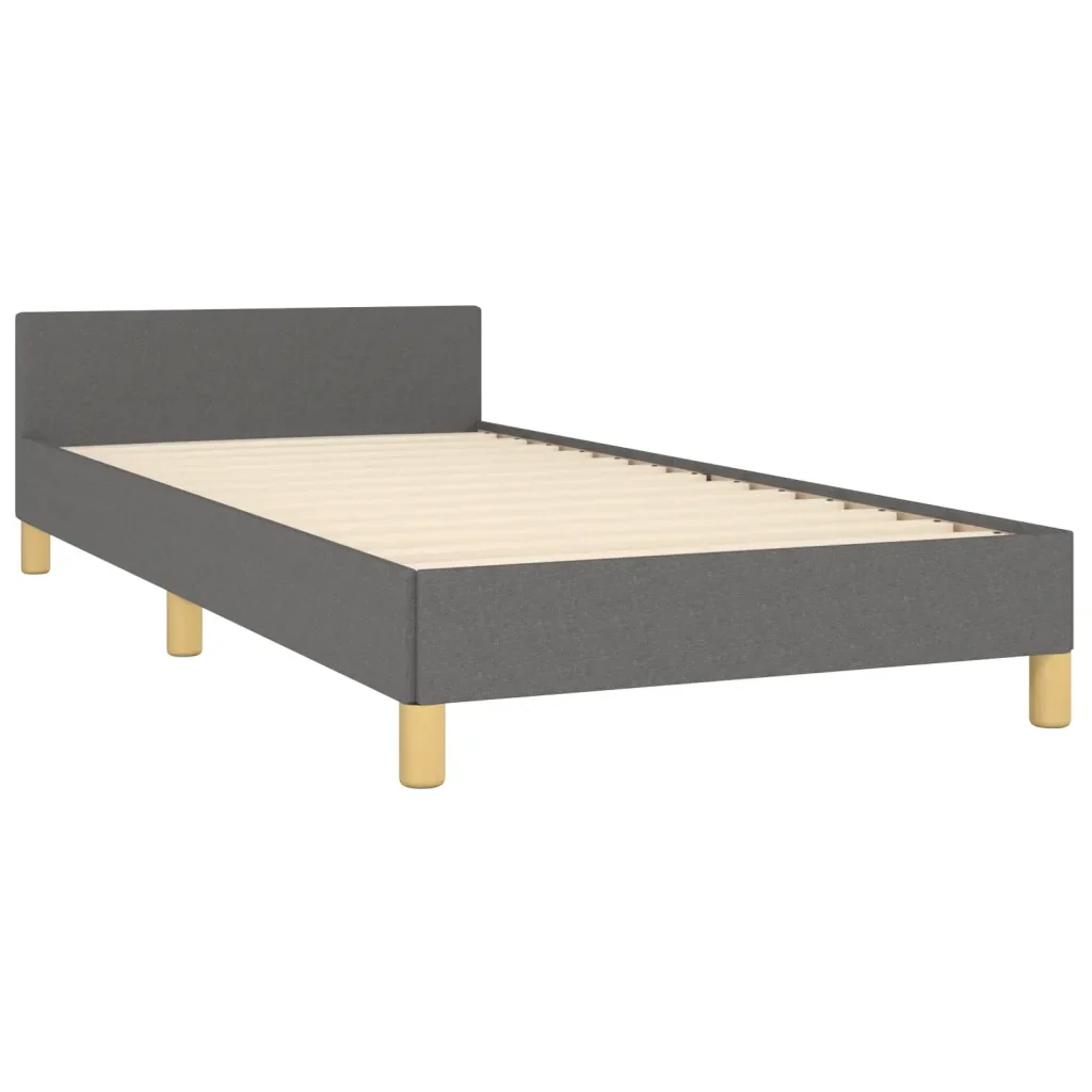 Letto singolo | Letto per adulti | Giroletto senza Materasso Grigio Scuro 100x200 cm Tessuto - Image 5