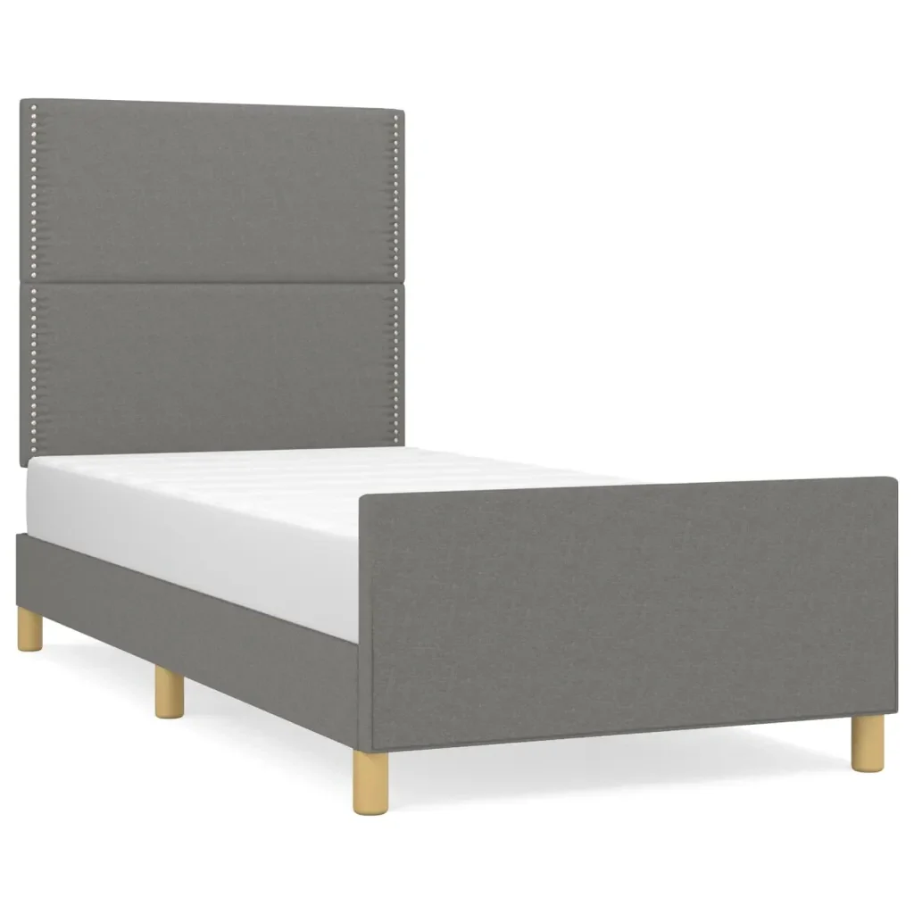 Letto singolo | Letto per adulti | Giroletto senza Materasso Grigio Scuro 100x200 cm Tessuto
