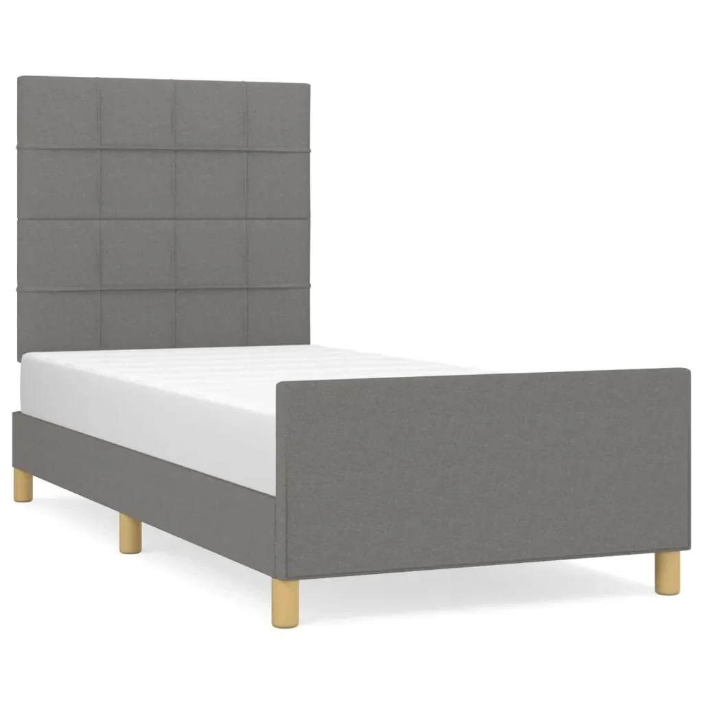Letto singolo | Letto per adulti | Giroletto senza Materasso Grigio Scuro 100x200 cm Tessuto