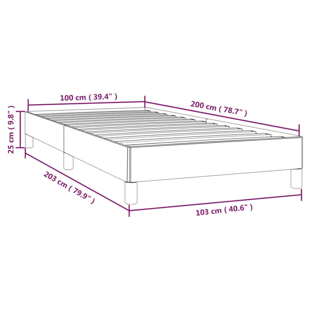 Letto singolo | Letto per adulti | Giroletto senza Materasso Grigio Scuro 100x200 cm Tessuto - Image 9