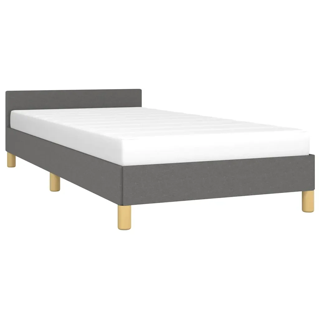 Letto singolo | Letto per adulti | Giroletto senza Materasso Grigio Scuro 100x200 cm Tessuto - Image 3