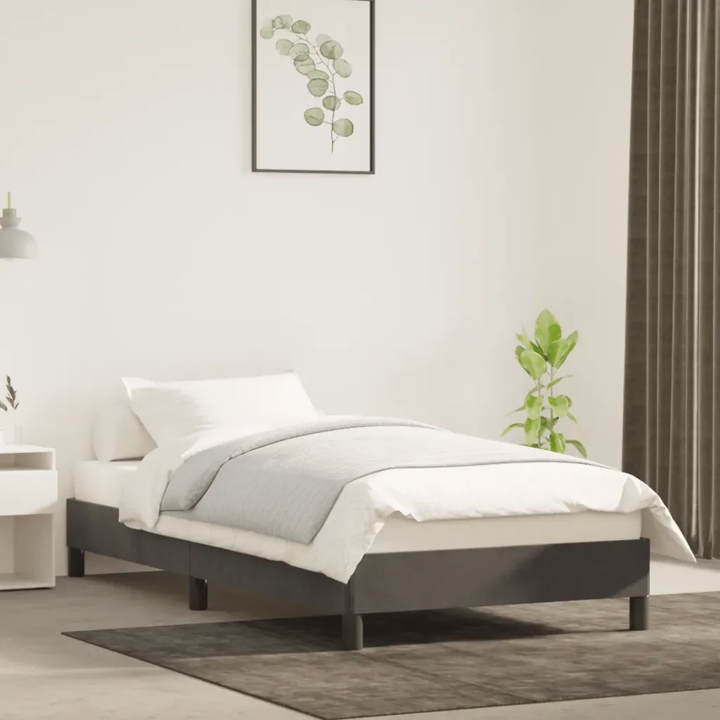Letto singolo | Letto per adulti | Giroletto senza Materasso Grigio Scuro 100x200 cm Velluto - Image 2