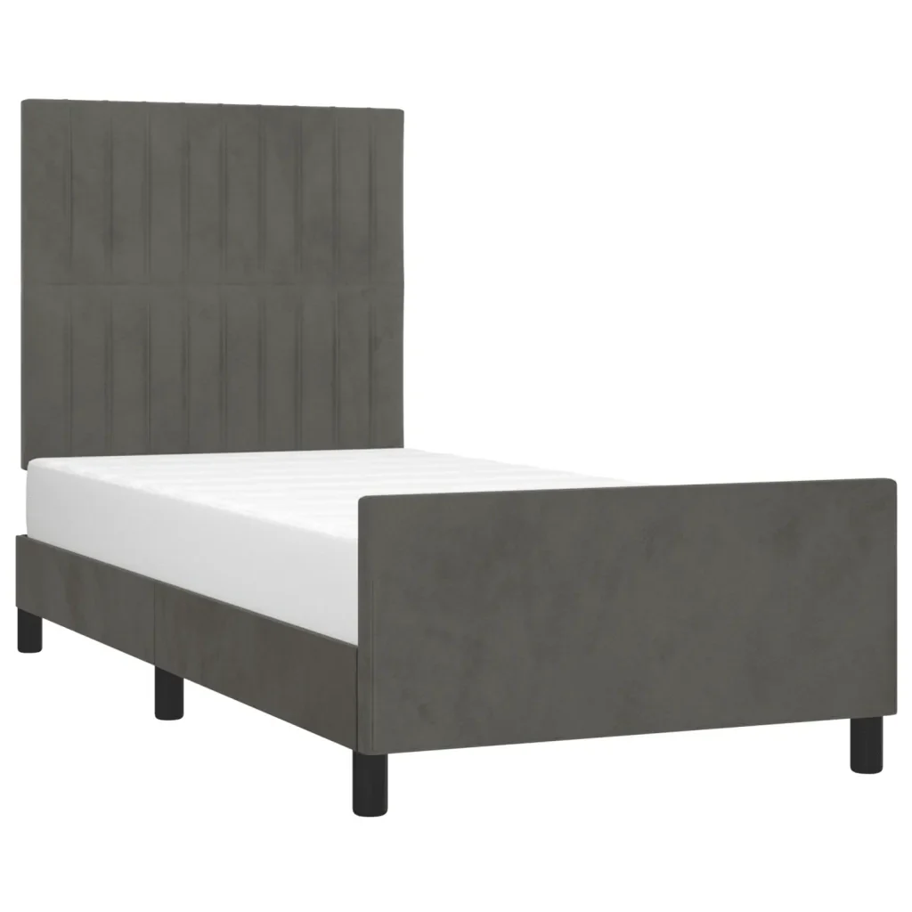 Letto singolo | Letto per adulti | Giroletto senza Materasso Grigio Scuro 100x200 cm Velluto - Image 3