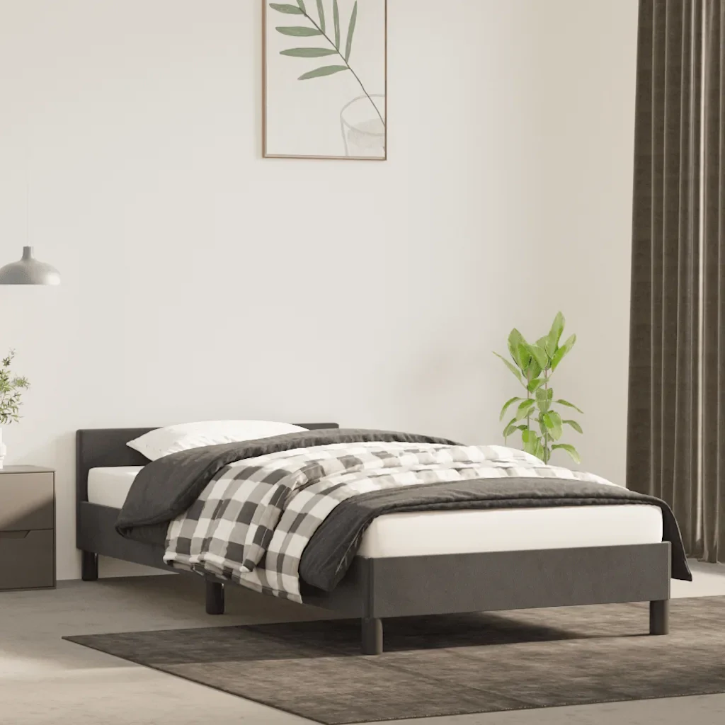 Letto singolo | Letto per adulti | Giroletto senza Materasso Grigio Scuro 100x200 cm Velluto - Image 2