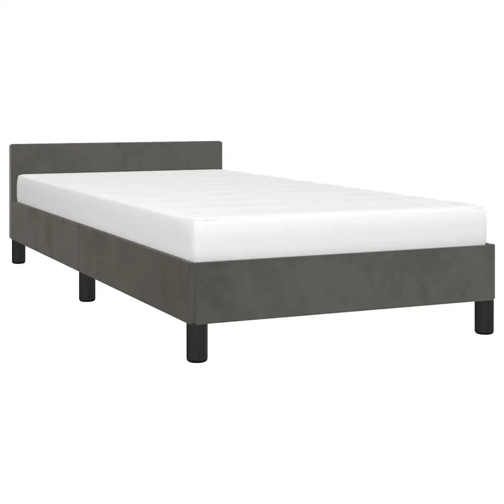 Letto singolo | Letto per adulti | Giroletto senza Materasso Grigio Scuro 100x200 cm Velluto - Image 3