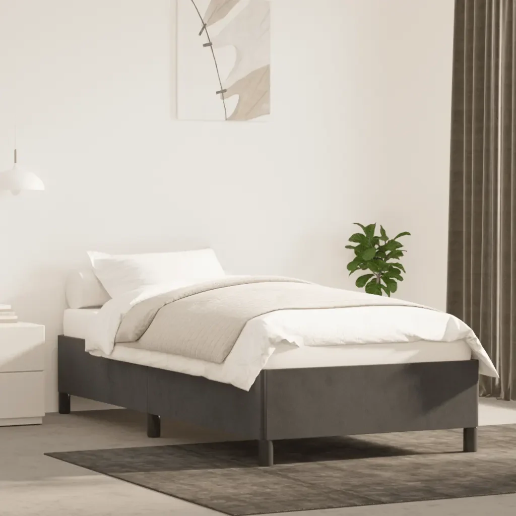 Letto singolo | Letto per adulti | Giroletto senza Materasso Grigio Scuro 100x200 cm Velluto - Image 2