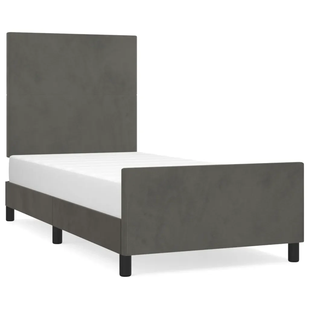 Letto singolo | Letto per adulti | Giroletto senza Materasso Grigio Scuro 100x200 cm Velluto