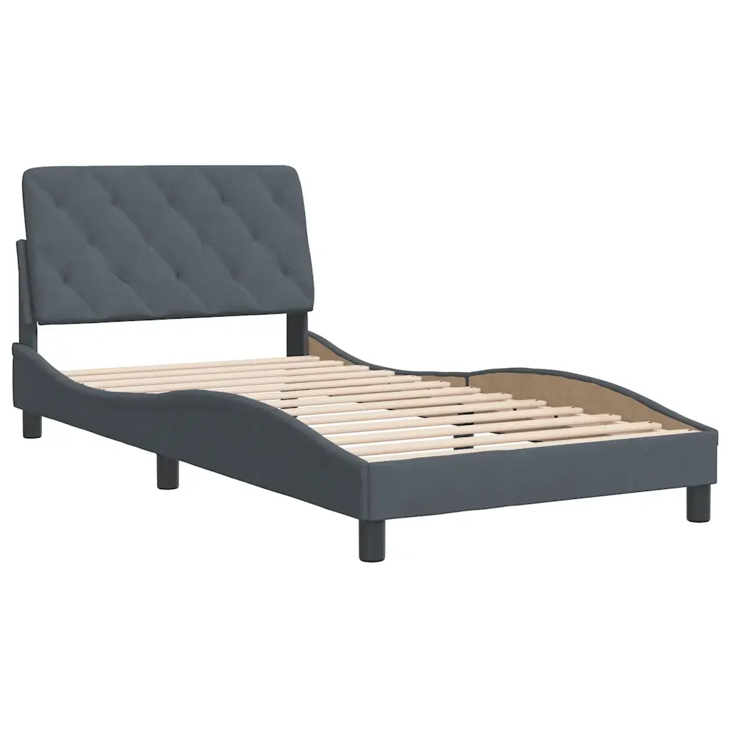Letto singolo | Letto per adulti | Giroletto senza Materasso Grigio Scuro 100x200 cm Velluto - Image 3