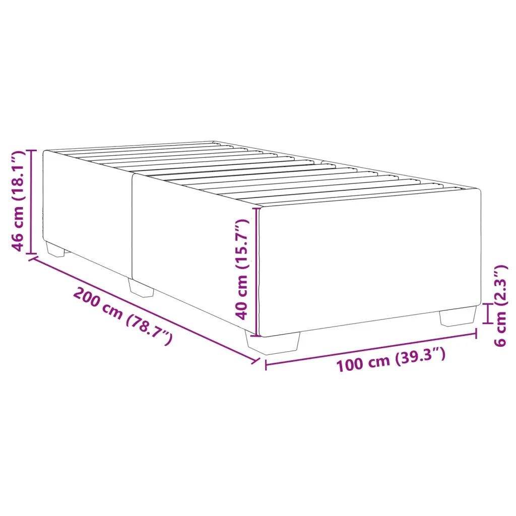 Letto singolo | Letto per adulti | Giroletto senza Materasso Grigio Scuro 100x200 cm Velluto - Image 9