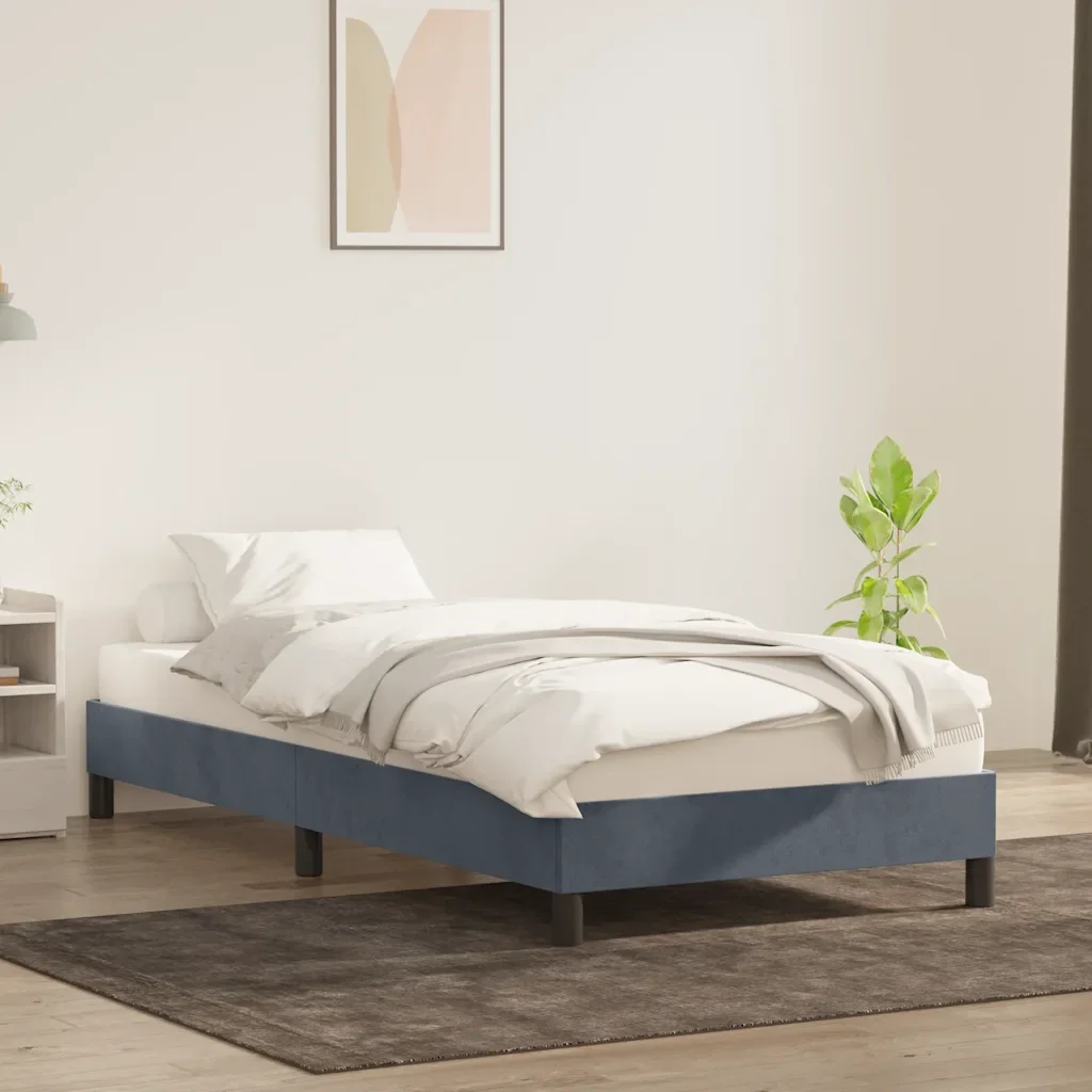 Letto singolo | Letto per adulti | Giroletto senza Materasso Grigio Scuro 100x210 cm Velluto - Image 4