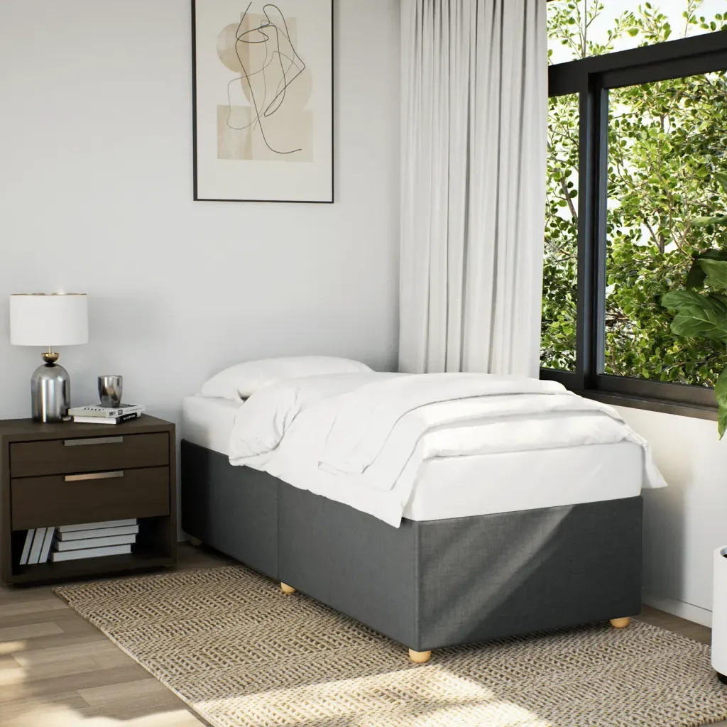 Letto singolo | Letto per adulti | Giroletto senza Materasso Grigio Scuro 80x200 cm Tessuto - Image 2