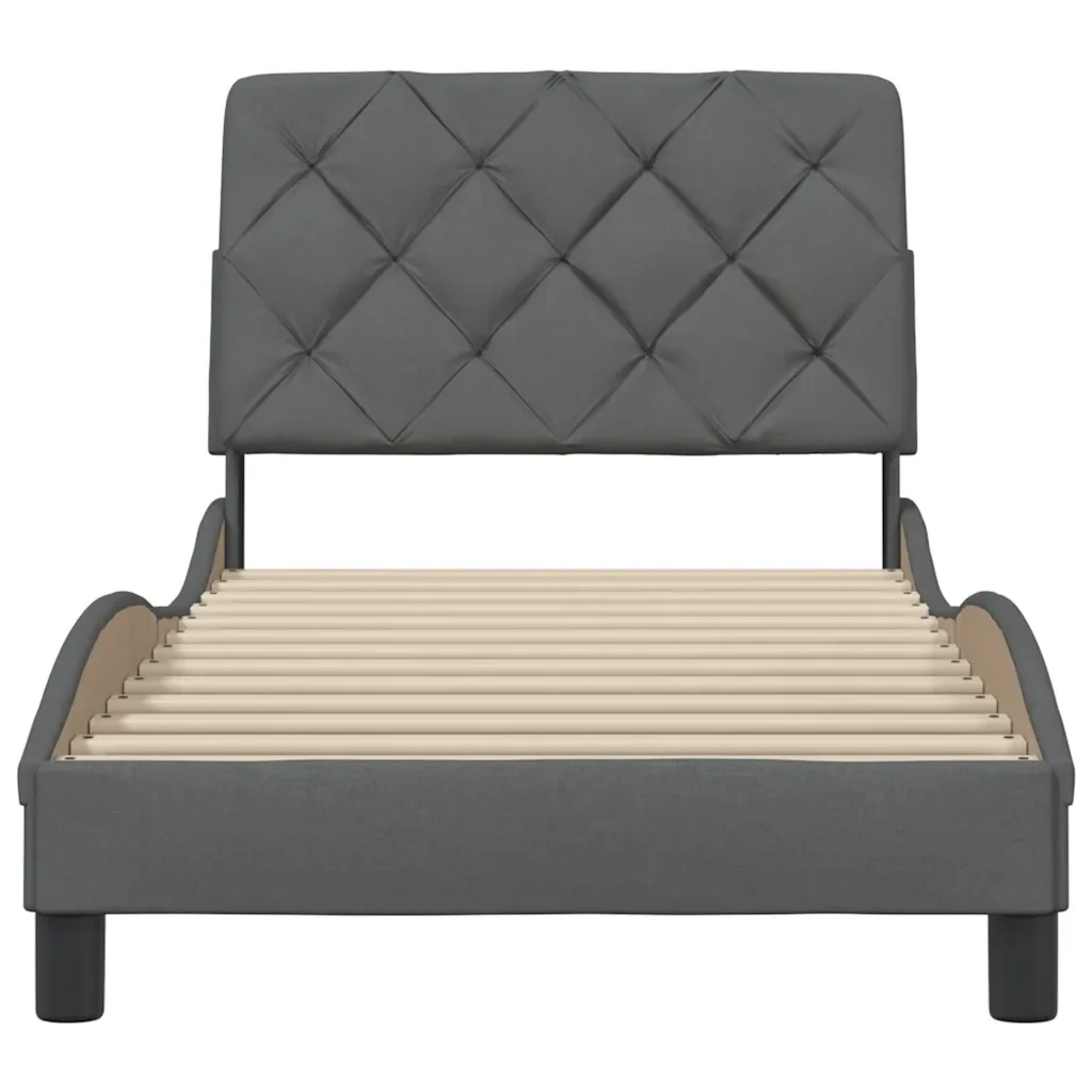 Letto singolo | Letto per adulti | Giroletto senza Materasso Grigio Scuro 80x200 cm Tessuto - Image 5