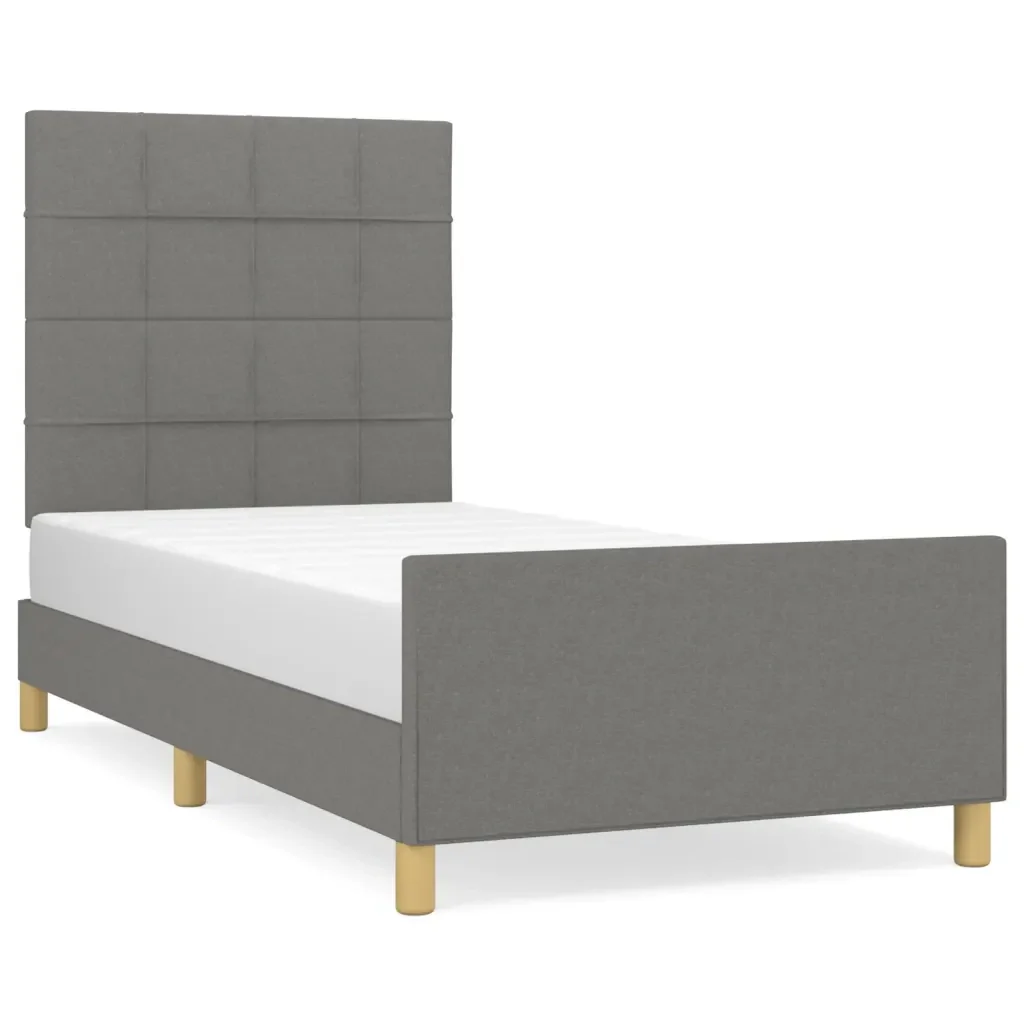 Letto singolo | Letto per adulti | Giroletto senza Materasso Grigio Scuro 80x200 cm Tessuto