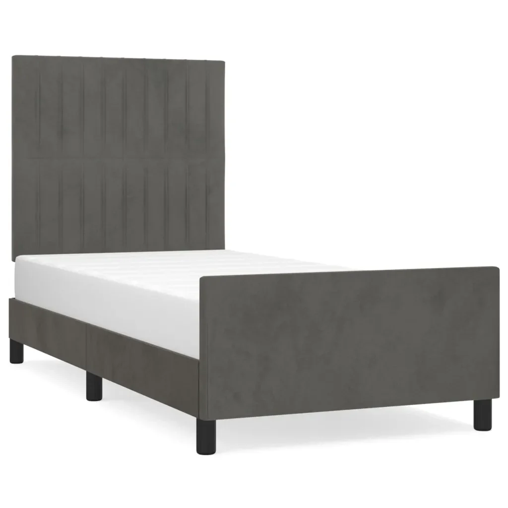 Letto singolo | Letto per adulti | Giroletto senza Materasso Grigio Scuro 80x200 cm Velluto