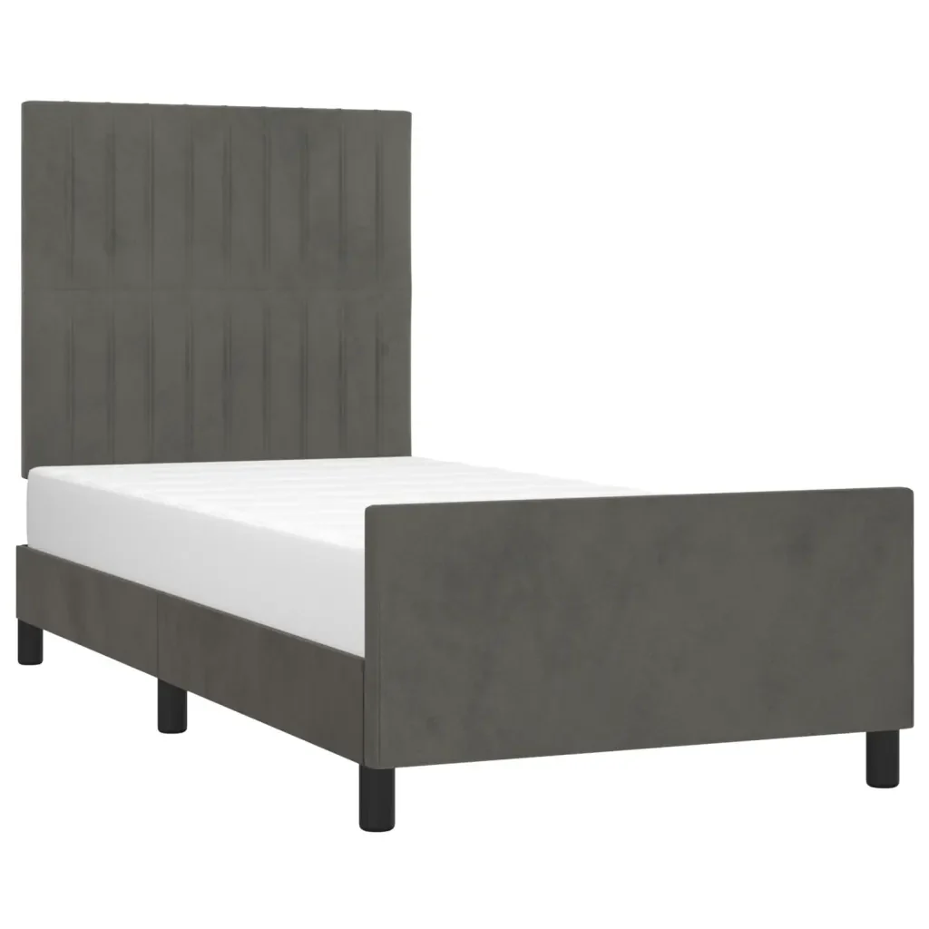 Letto singolo | Letto per adulti | Giroletto senza Materasso Grigio Scuro 80x200 cm Velluto - Image 4