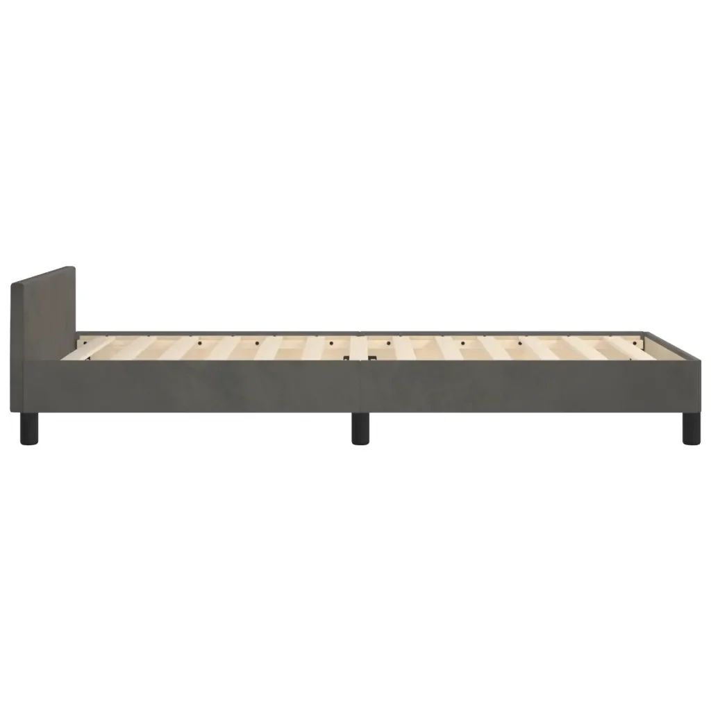 Letto singolo | Letto per adulti | Giroletto senza Materasso Grigio Scuro 80x200 cm Velluto - Image 7